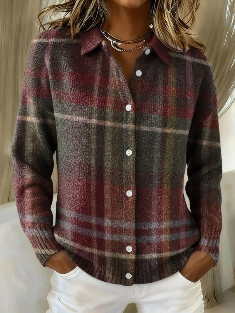Aldene | Women's Oversized Plaid Knit Jumper - Image 1