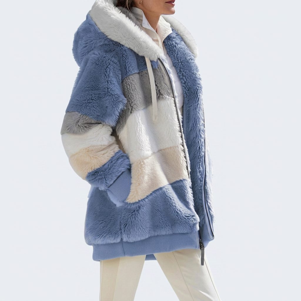 Aldrewyn | Women's Hooded Fleece Jacket Colour Block - Image 1