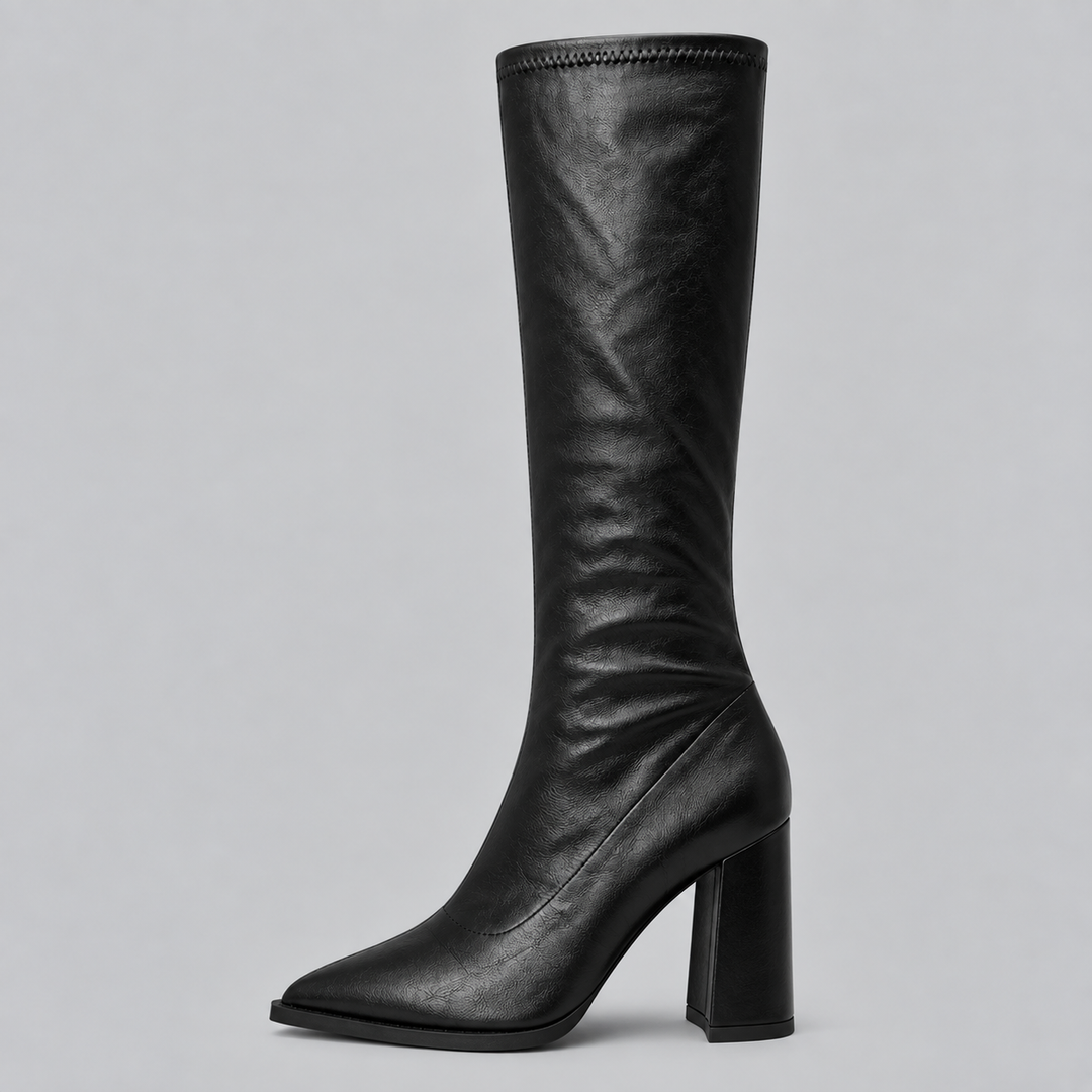 Arvindra | Women's Knee-High Block Heel Boots - Black - Image 1