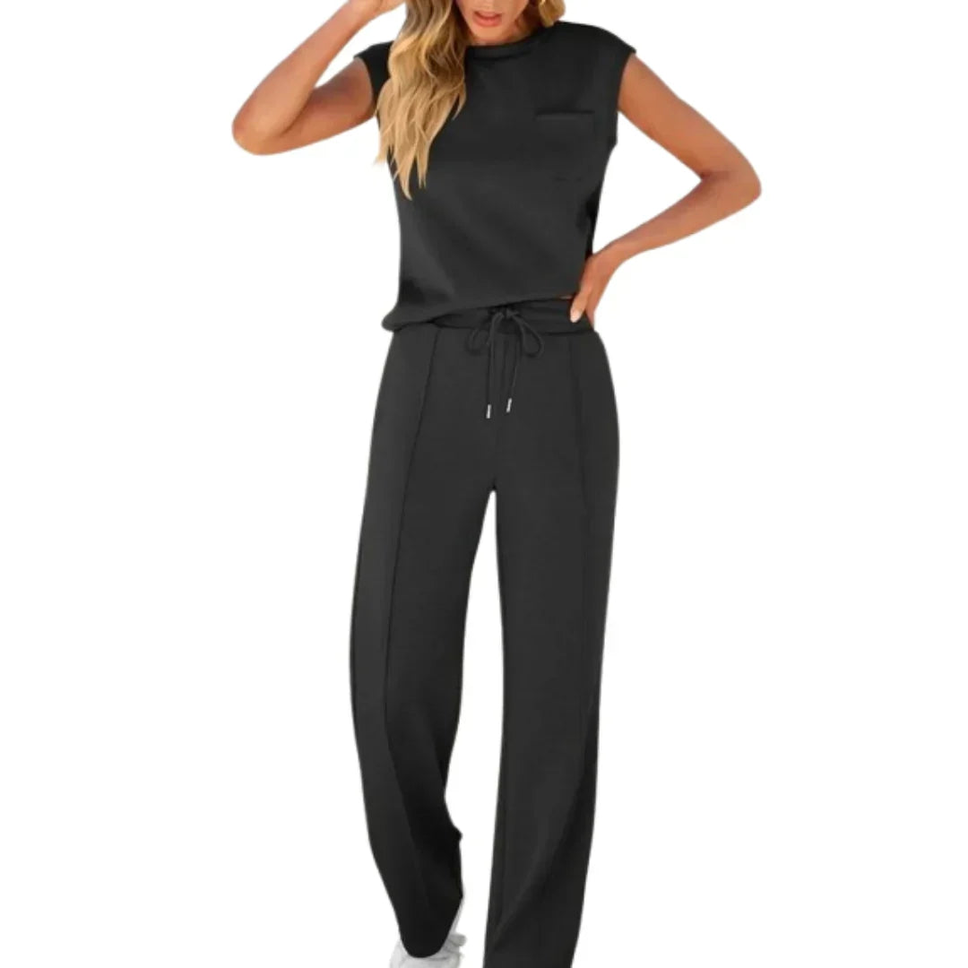 Belvindra | Women's Wide Leg Trousers Loungewear Set - Image 1