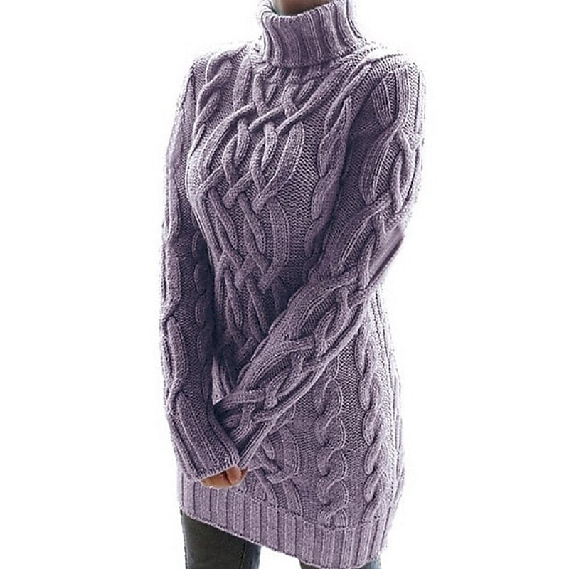 Brelvaine | Women's Cable Knit Jumper Dress - Lilac - Image 1