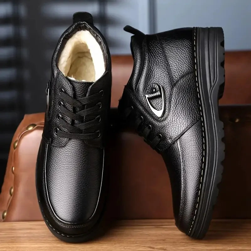 Brenton | Women's Fleece-Lined Leather Ankle Boots - Black - Image 2