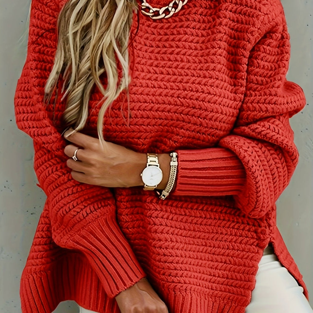 Brindley | Women's Oversized Chunky Knit Jumper - Red - Image 1