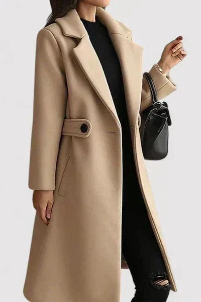Calvara | Women's Belted Longline Winter Coat - Camel - Image 2