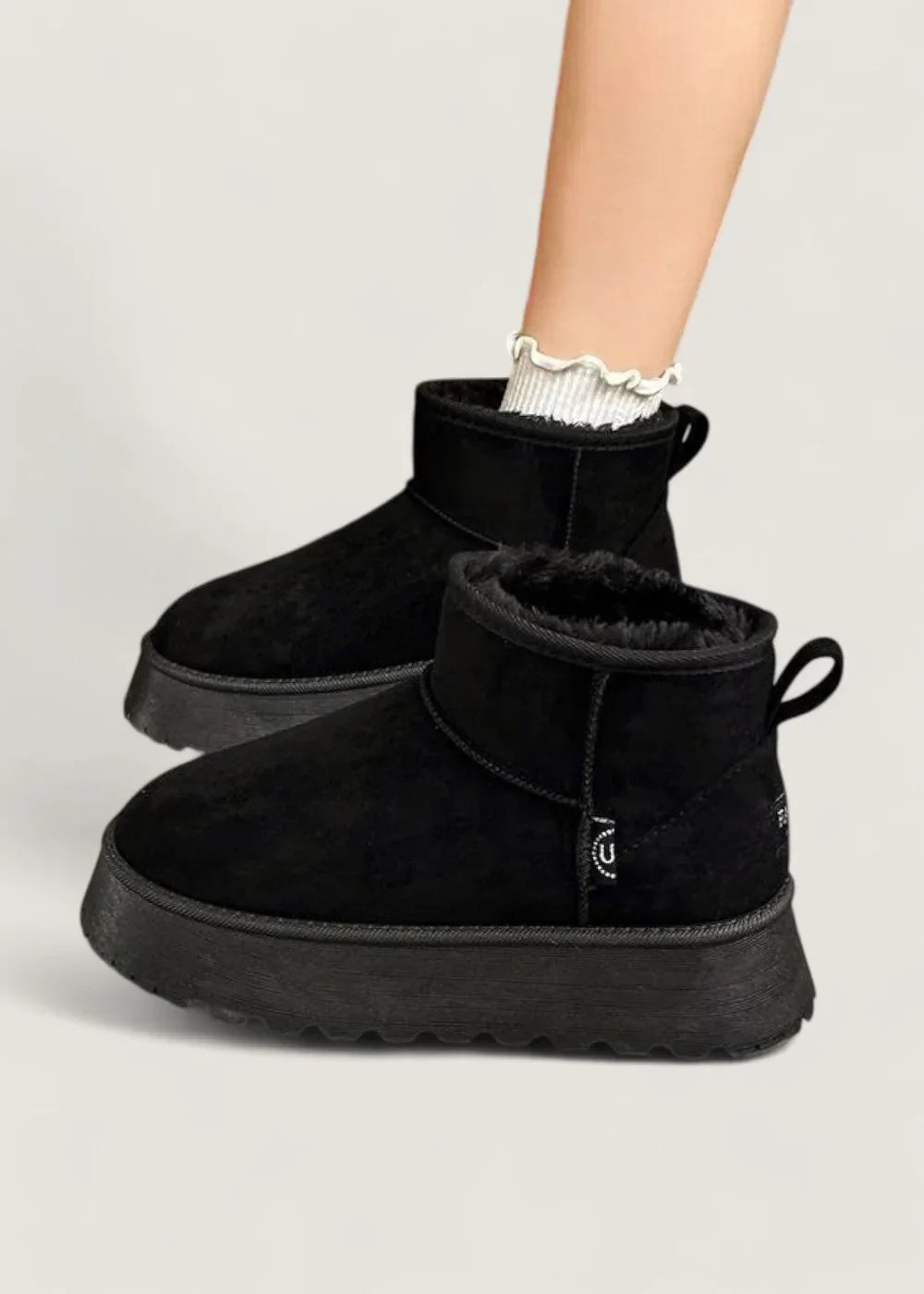 Calveth | Women's Fleece-Lined Platform Winter Ankle Boots - Black - Image 2