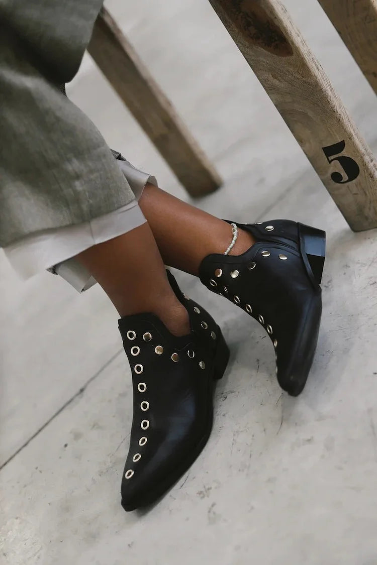 Calveth | Women's Studded Ankle Boots - Black - Image 1
