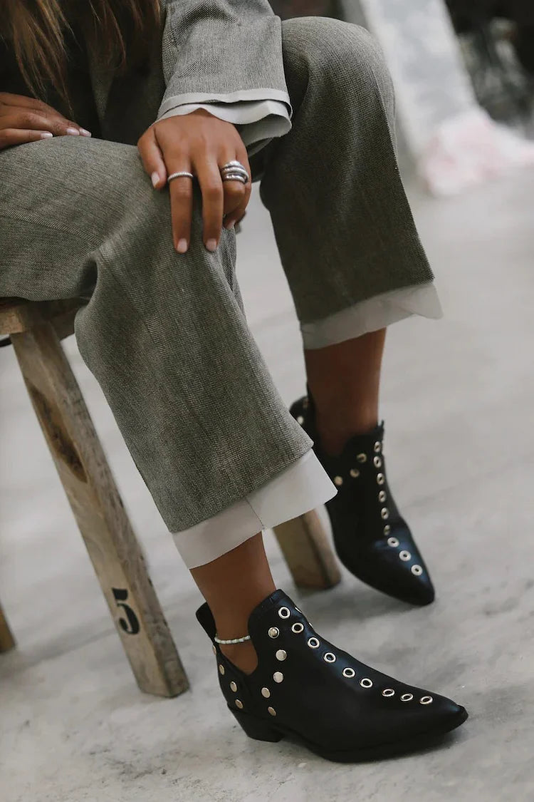 Calveth | Women's Studded Ankle Boots - Black - Image 2
