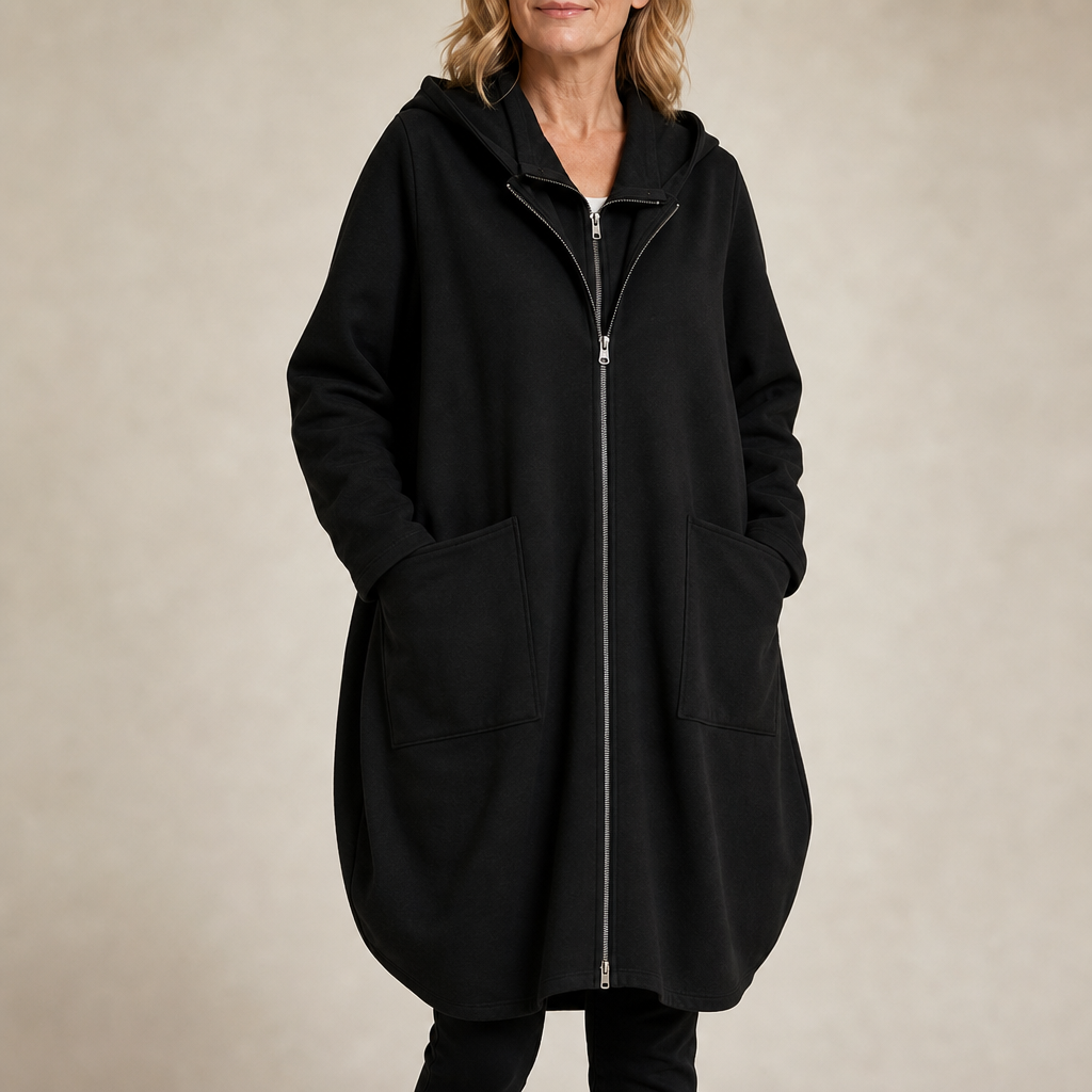 Calvine | Women's Hooded Winter Coat Mid-Length - Black - Image 1