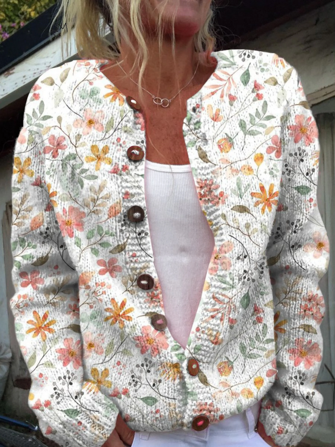 Calvorna | Women's Floral Print Open Front Cardigan - Image 1