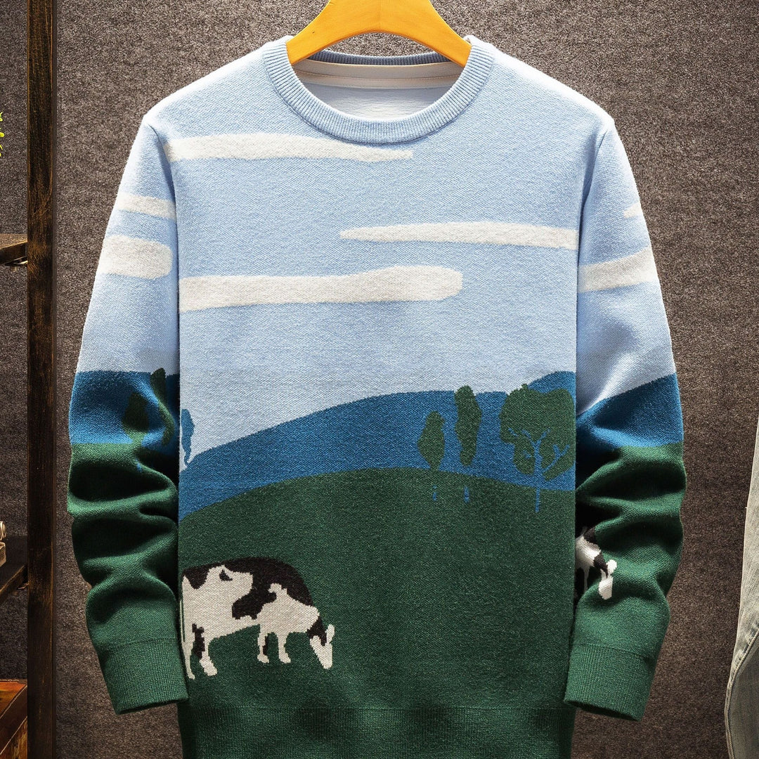 Coralie | Women's Oversized Jumper Pastoral Crew Neck - Sky Blue - Image 1