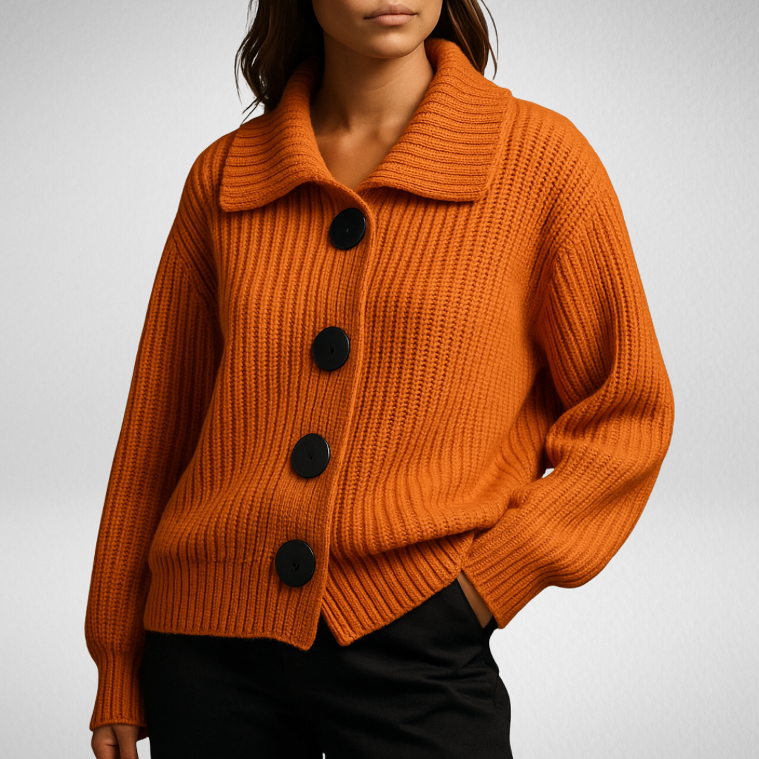 Coravel | Women's Oversized Ribbed Cardigan - Orange - Image 1