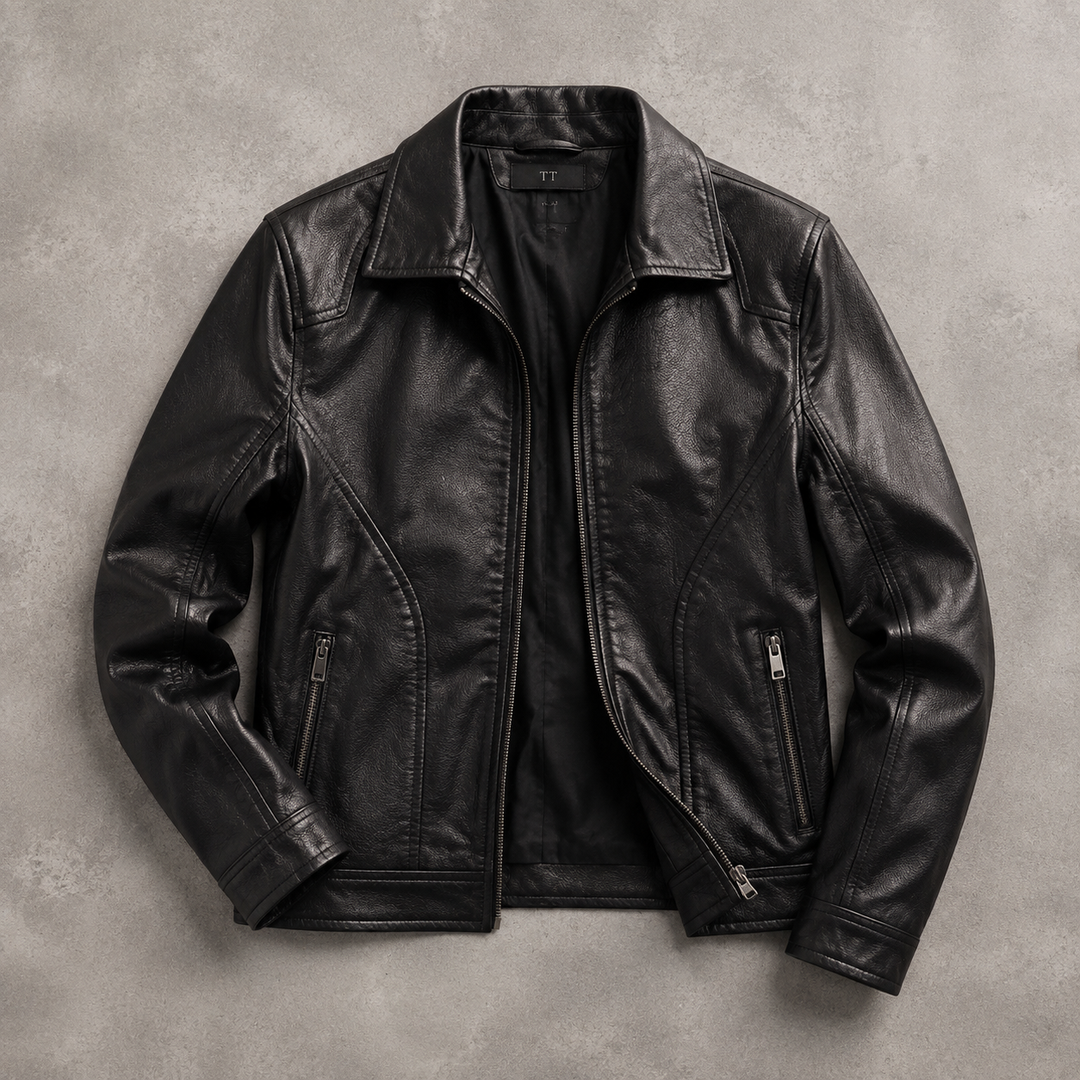 Corvaine | Women's Leather Jacket Slim Fit - Black - Image 1