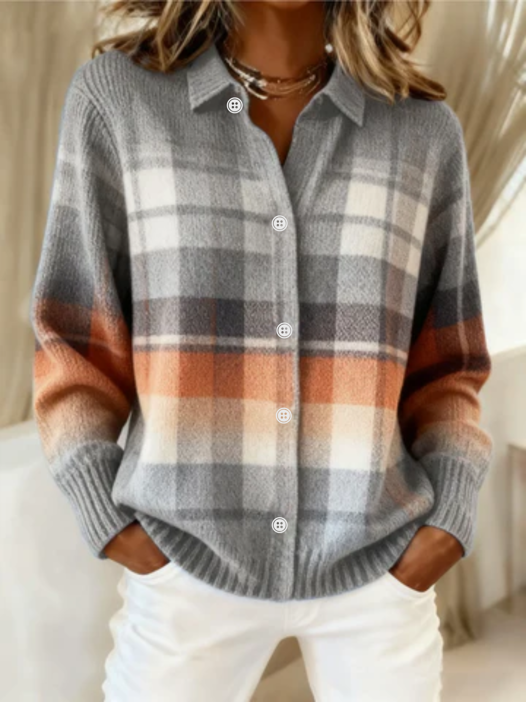 Corvedale | Women's Plaid Button-Up Cardigan - Image 1