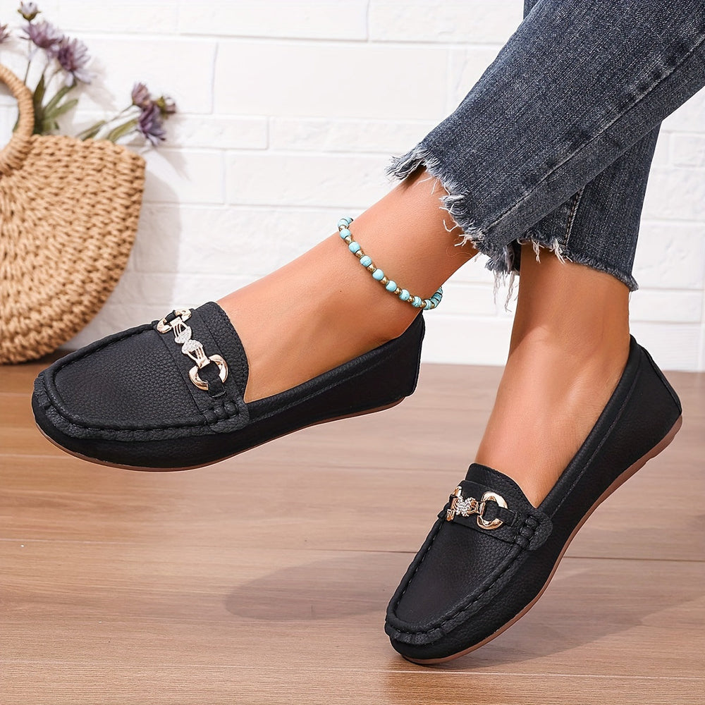 Corwen | Women's Slip-On Loafers Chain Flat - White - Image 2