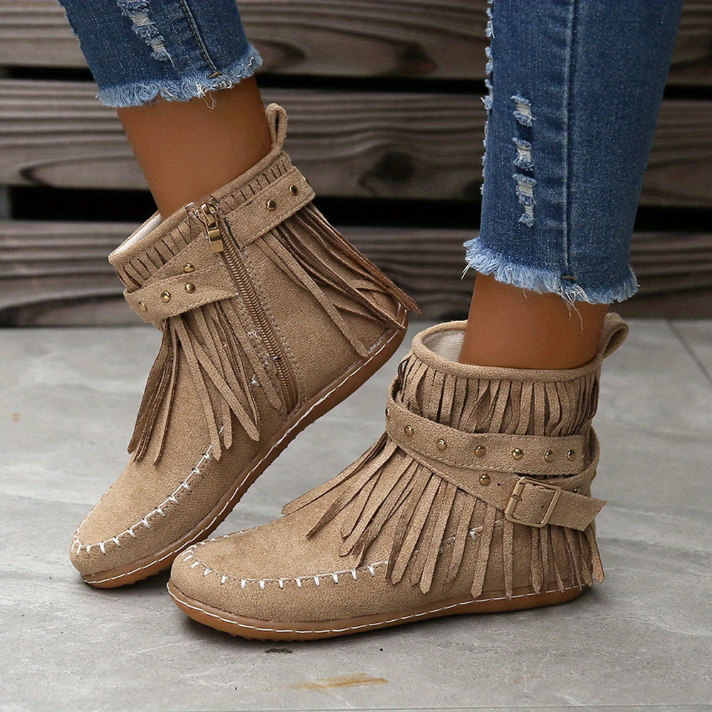 Delvaine | Women's Fringe Ankle Boots - Image 2