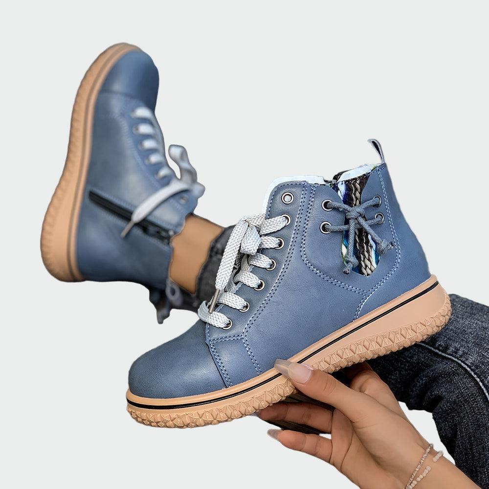 Delveth | Women's Lace-Up Ankle Boots Platform - Navy - Image 2