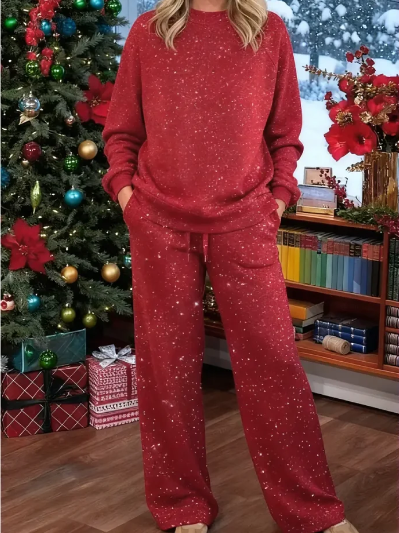 Dorinda | Women's Oversized Jumper Lounge Set - Red - Image 1