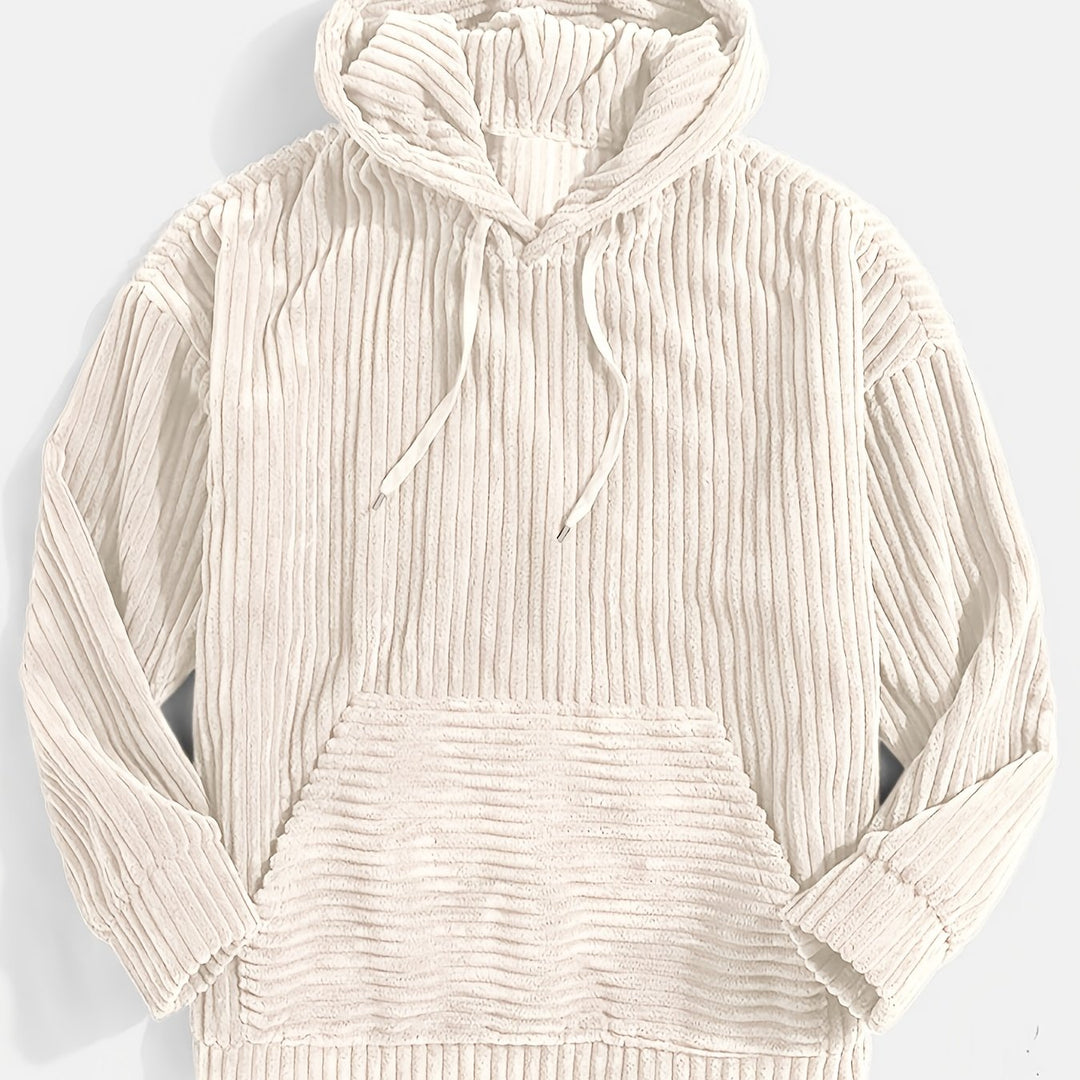 Dorwen | Women's Oversized Ribbed Hoodie Jumper - Cream - Image 1