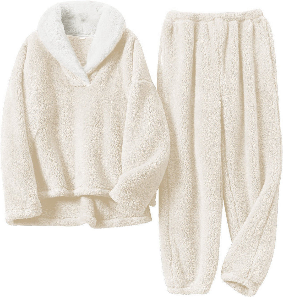 Fennick | Women's Fleece Loungewear Two-Piece Set - Cream - Image 1