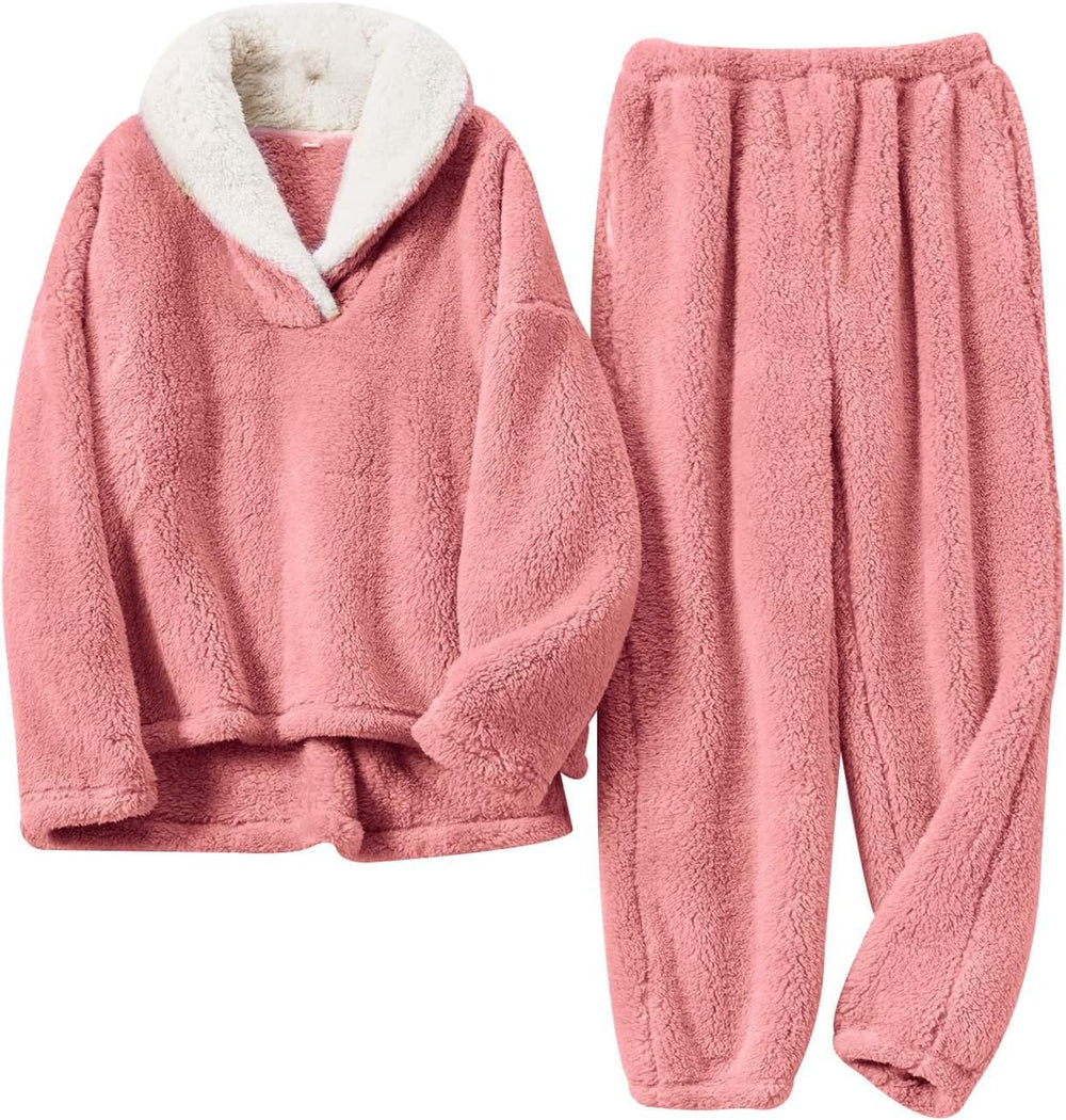 Fennick | Women's Fleece Loungewear Two-Piece Set - Cream - Image 2