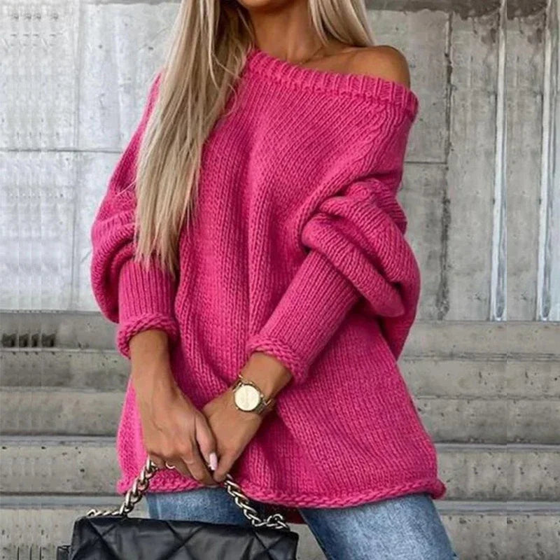 Ferelith | Women's Oversized Off-Shoulder Knit Jumper - Image 2