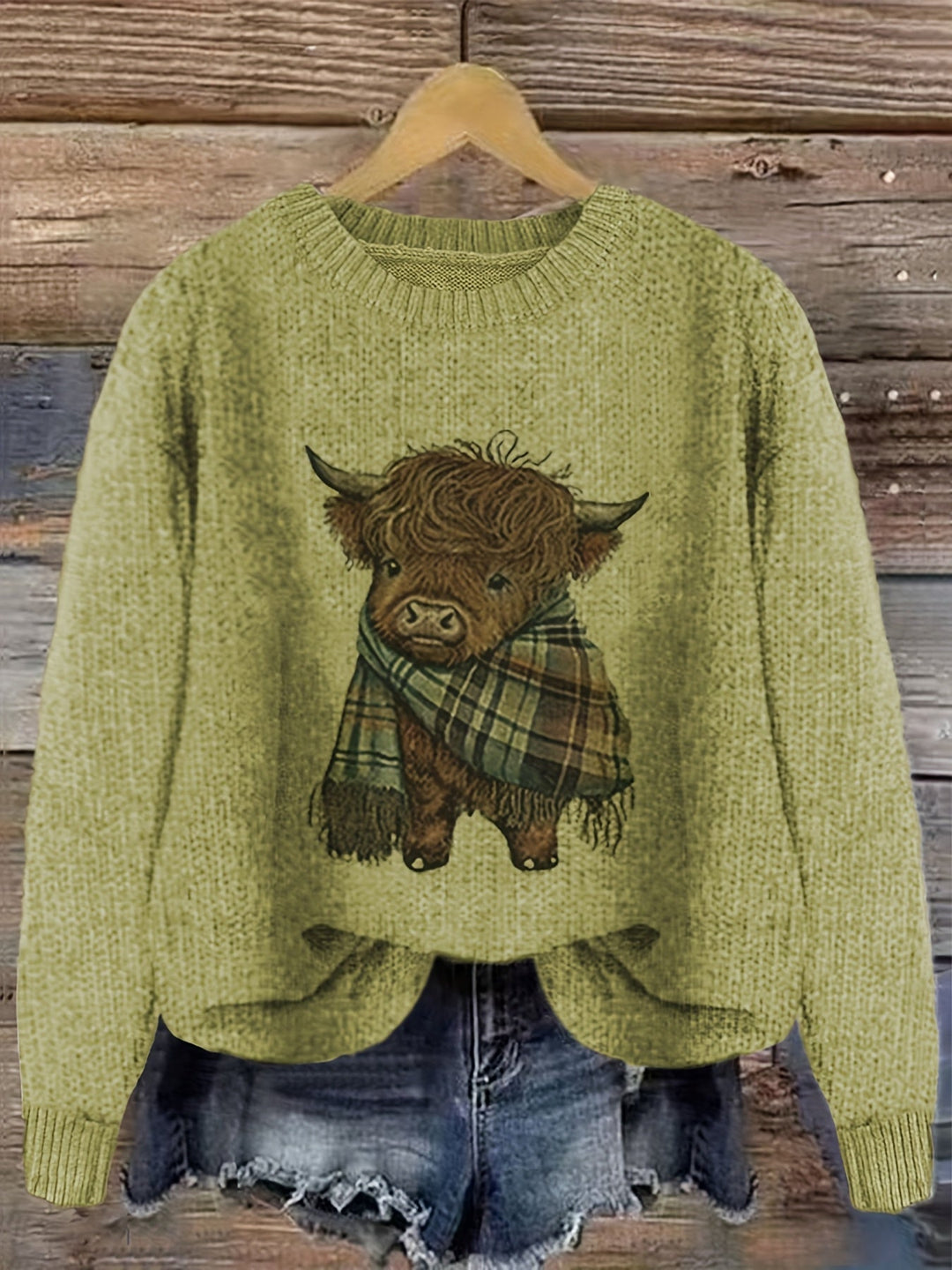 Florrie | Women's Oversized Jumper Highland Cow Print - Image 1