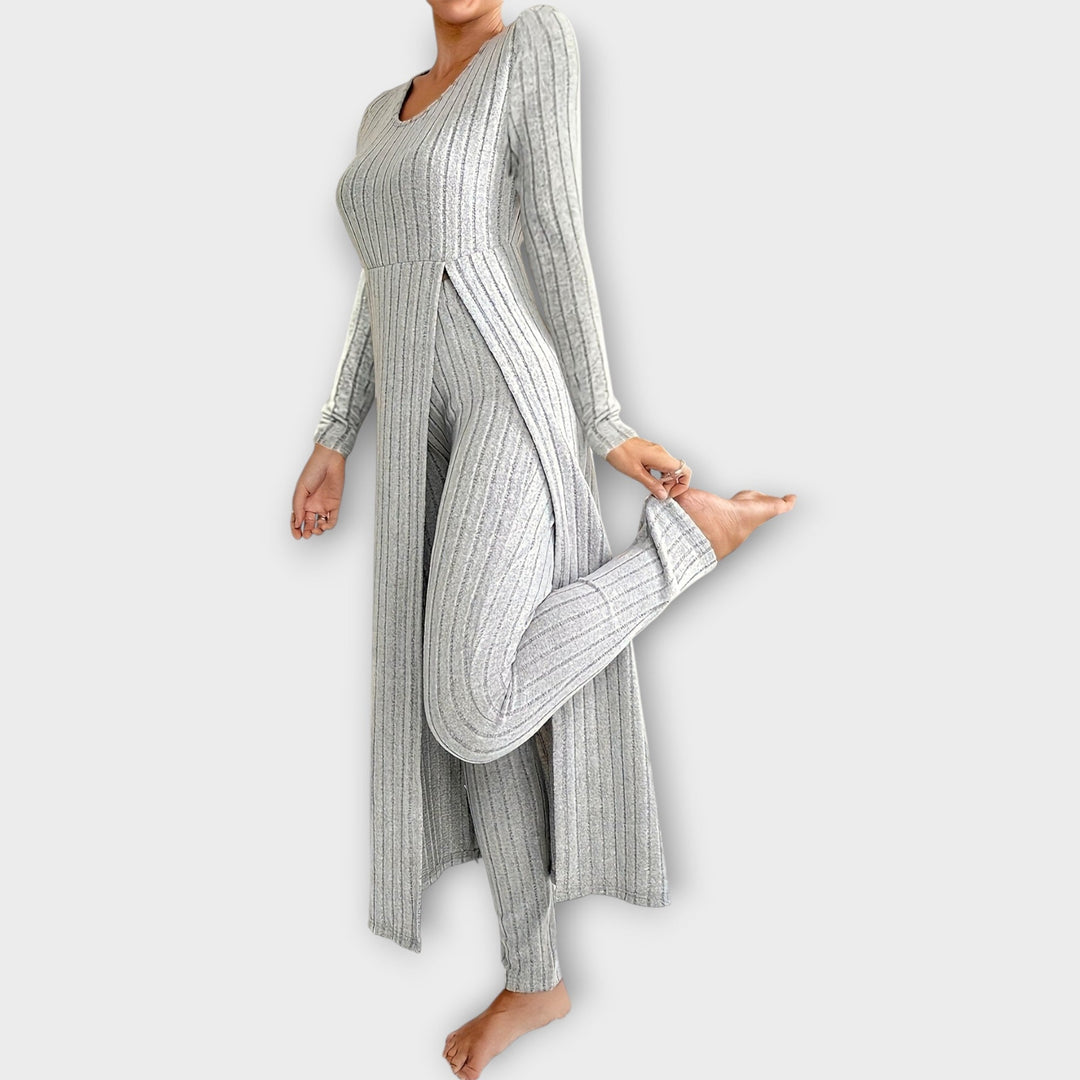 Halvine | Women's Ribbed Knit Loungewear Co-ord Set - Image 1