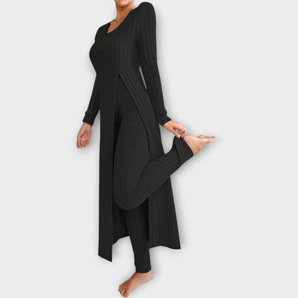 Halvine | Women's Ribbed Knit Loungewear Co-ord Set - Image 2