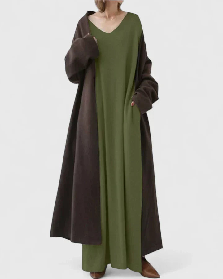 Halvorn | Women's Oversized Maxi Jumper Dress - Light Grey - Image 2