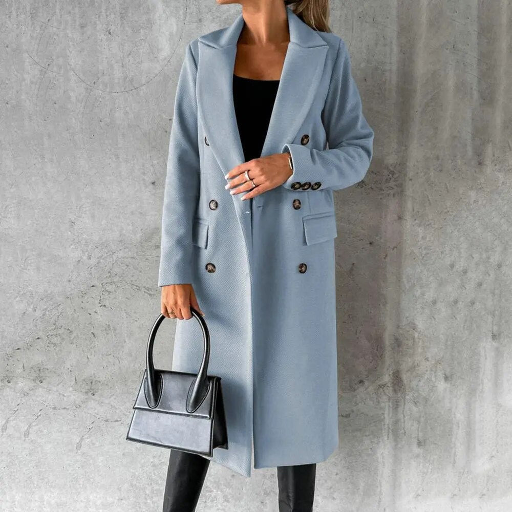 Lorvaine | Women's Long Winter Coat Double-Breasted - Image 2