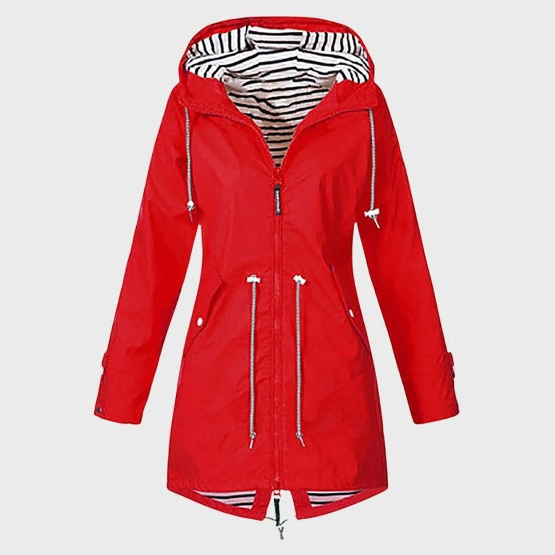 Lorvaine | Women's Waterproof Rain Jacket Hooded - Red - Image 1
