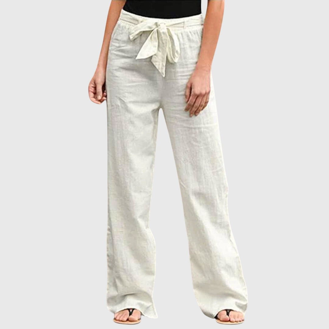 Lorvaine | Women's Wide Leg Trousers Tie Waist - Image 1