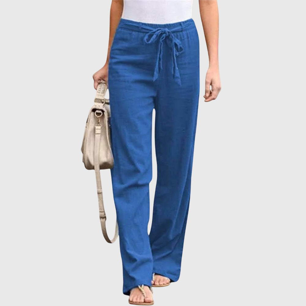 Lorvaine | Women's Wide Leg Trousers Tie Waist - Image 2