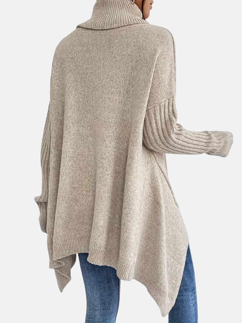Merewyn | Women's Oversized Turtleneck Jumper - Beige - Image 2