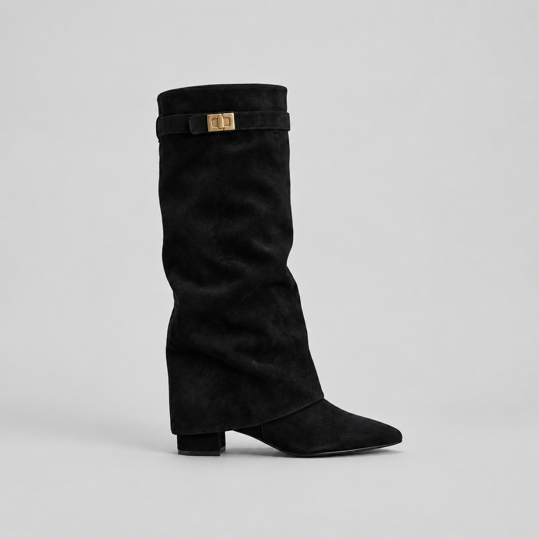 Orvelle | Women's Knee High Boots Suede - Black - Image 1