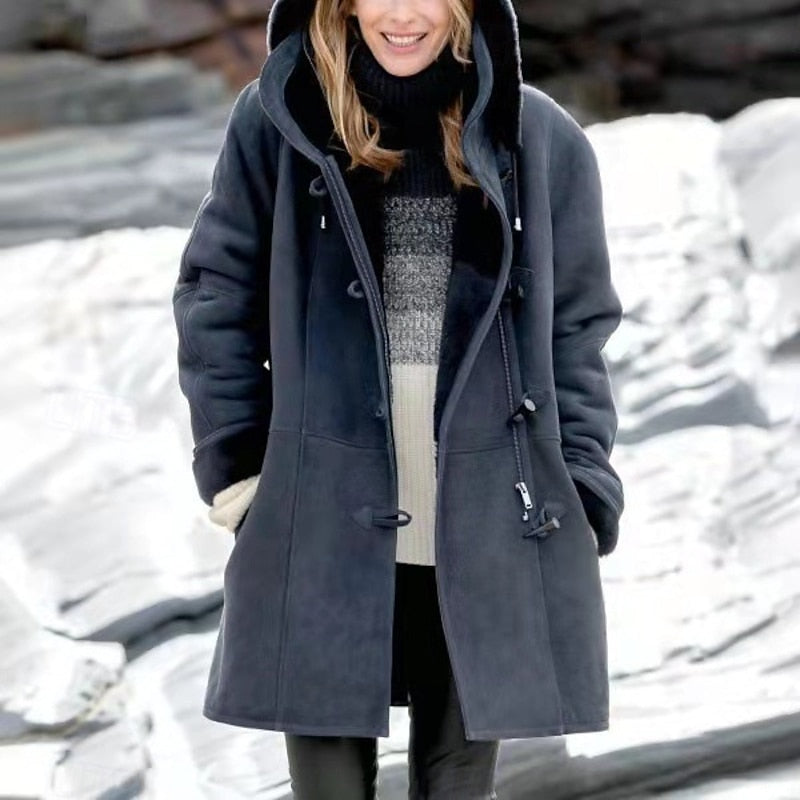 Selvara | Women's Hooded Winter Coat - Dark Grey - Image 1