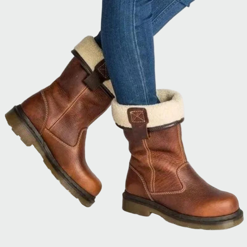 Selveth | Women's Fleece-Lined Winter Boots - Brown - Image 1