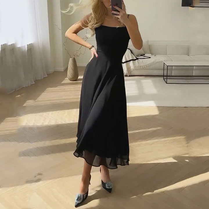 Sylvara | Women's Square Neck Sleeveless Midi Dress - Image 2