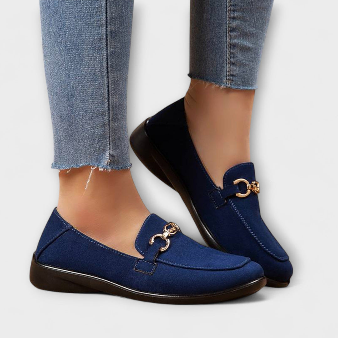 Thelvara | Women's Slip-On Loafers Bit Flat Shoes - Navy - Image 1