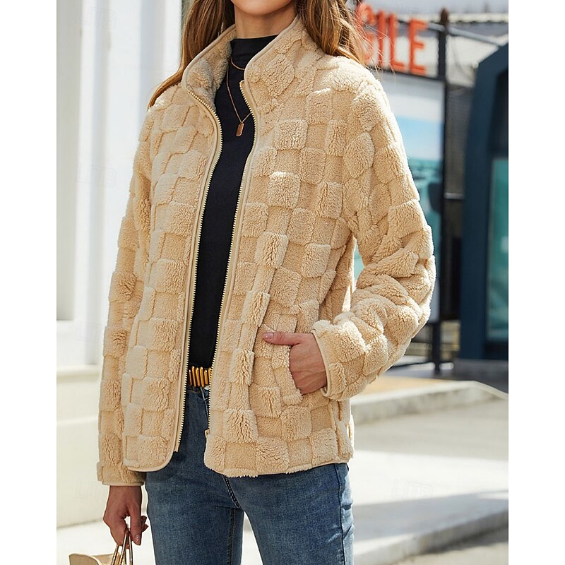 Thornlea | Women's Winter Coat Fleece Zip-Up - Beige - Image 1