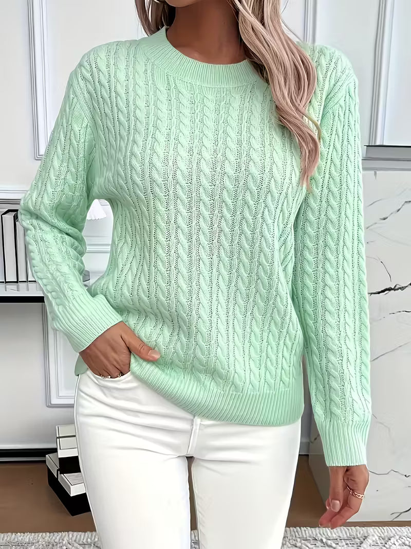Tilda | Women's Oversized Cable Knit Jumper - Light Green - Image 1