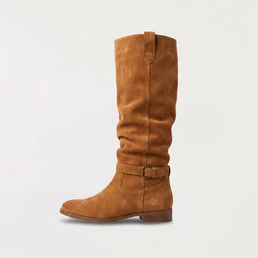 Veldaine | Women's Knee High Slouch Boots - Camel - Image 1