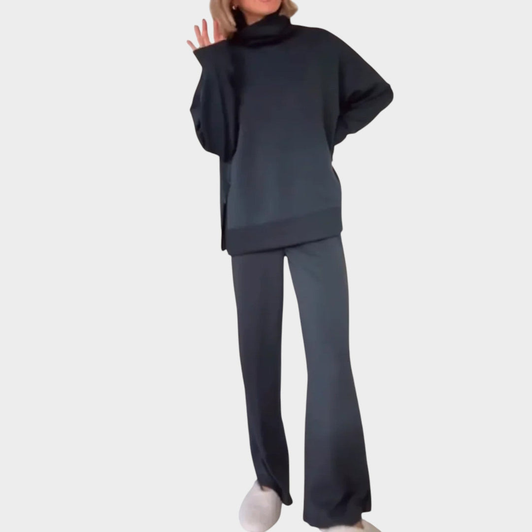 Veldris | Women's Wide Leg Trousers Turtleneck Lounge Set - Image 1
