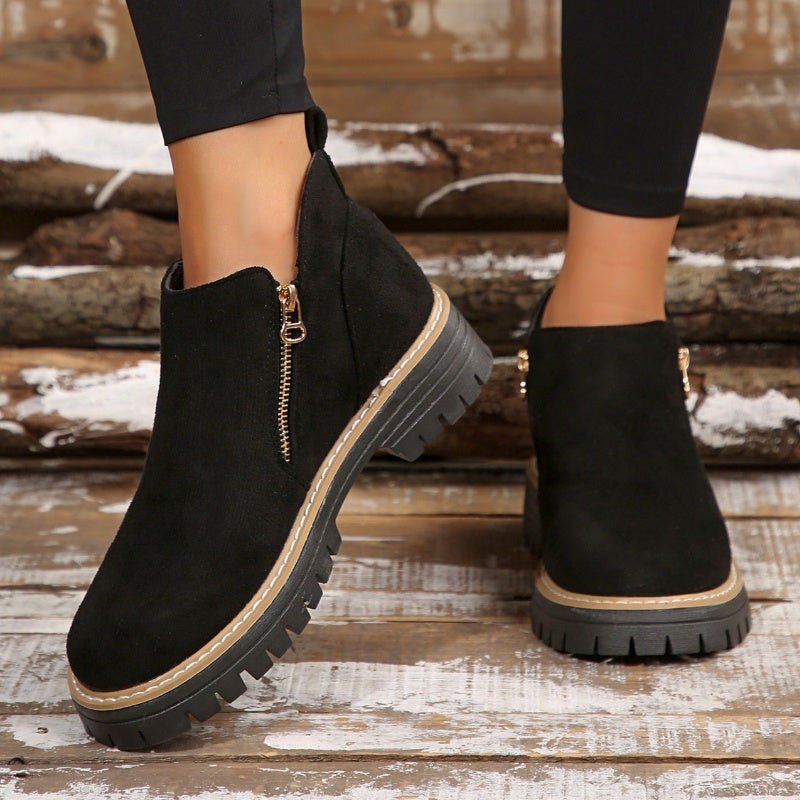 Velindra | Women's Zip-Up Ankle Boots - Black - Image 1