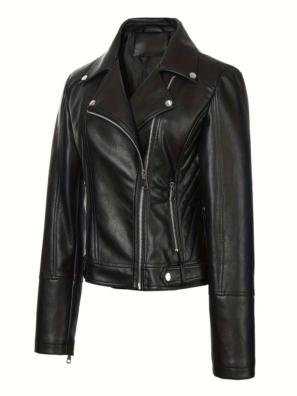 Velvarne | Women's Leather Biker Jacket - Black - Image 2