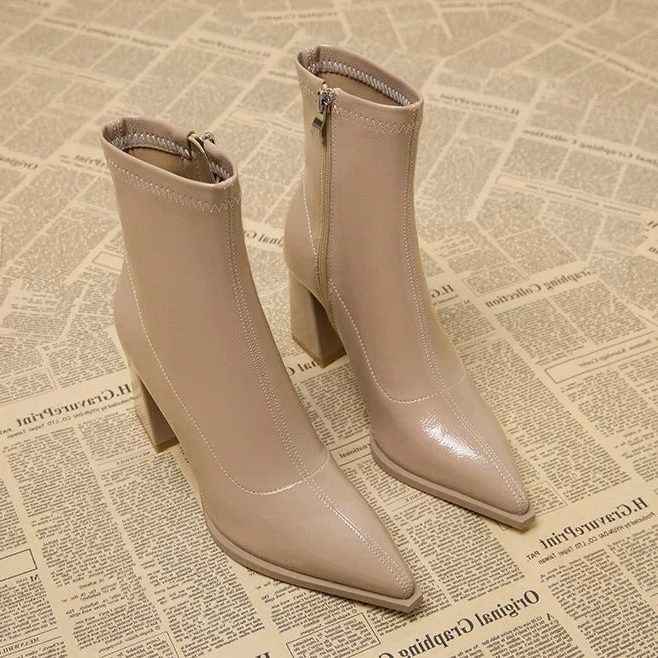 Verlaine | Women's Pointed Toe Ankle Boots Block Heel - Image 1