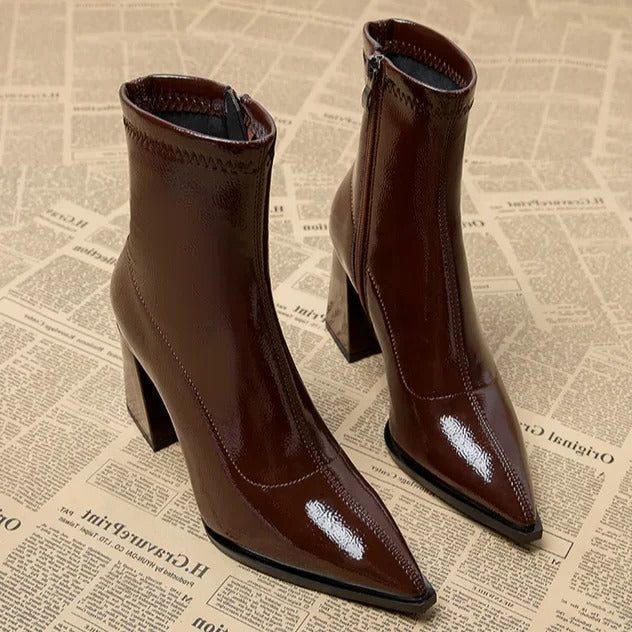 Verlaine | Women's Pointed Toe Ankle Boots Block Heel - Image 2