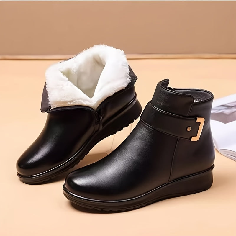 Wrenova | Women's Fleece-Lined Winter Ankle Boots - Black - Image 1