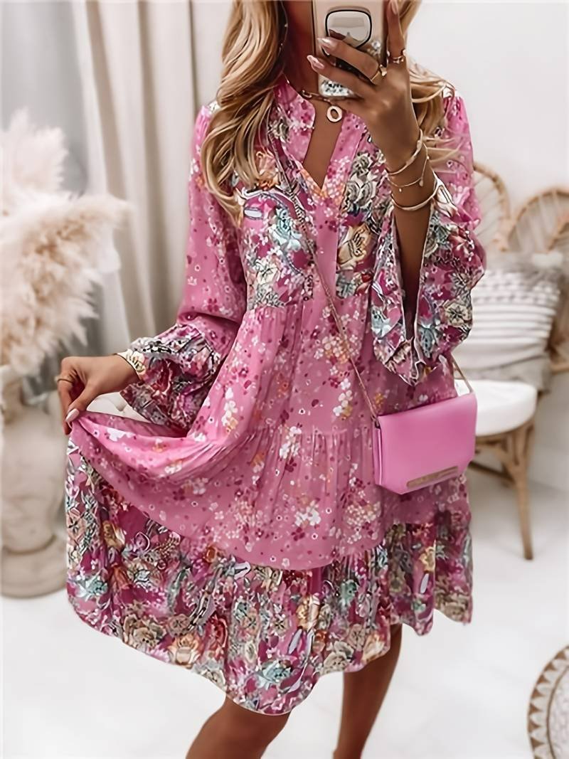 Wrenova | Women's Print Midi Dress - Pink - Image 1