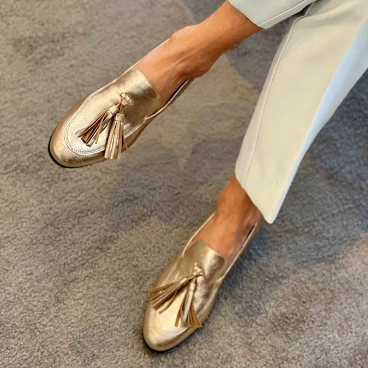 Wrenova | Women's Tassel Loafers - Gold - Image 1